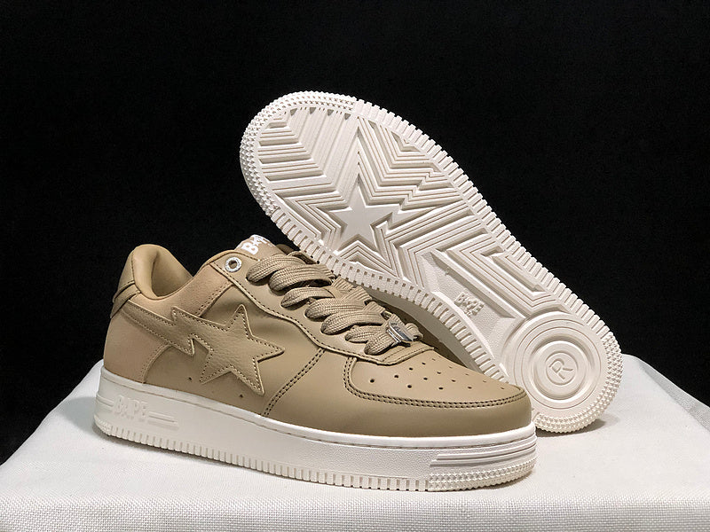 BAPE Low-Top Sneakers – Khaki & Cream